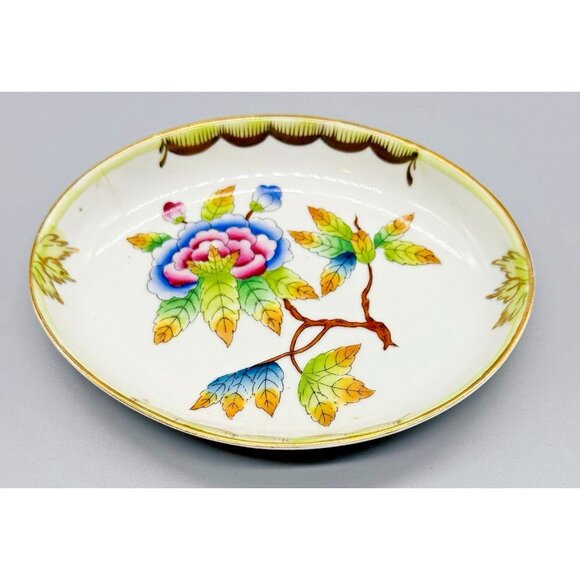 Herend Queen Victoria Small Oval Trinket Pin Dish 7780 Floral Design 4.5 inch - Picture 1 of 7